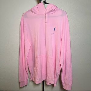 Polo Ralph Lauren Men’s Size Large Pink Hooded Long Sleeve Shirt W/Pockets NWOT